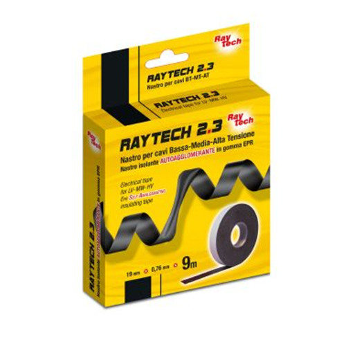RAYTECH2.3 - Nastro Isolante Autoagglomerante in Gomma 19mm x 0,76mm x 9  Metri EPR Per Cavi Bassa Media Alta Tensione - RAYTECH
